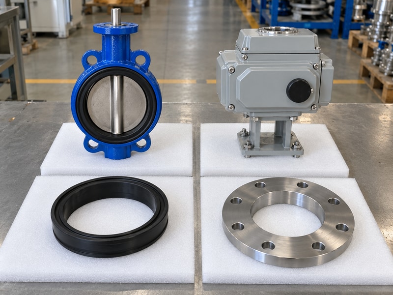 electrically operated butterfly valve comparison matrix of valve body, electric actuator, spare seat and flange