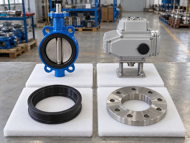 electrically operated butterfly valve manufacturers comparison matrix of valve body, electric actuator, spare seat and flange