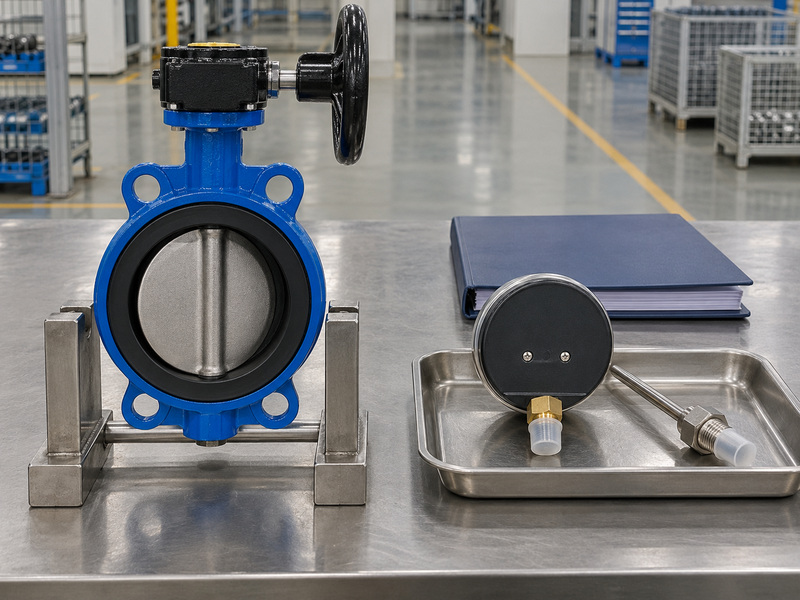 EN resilient seated butterfly valves arranged for pressure-rating and material review