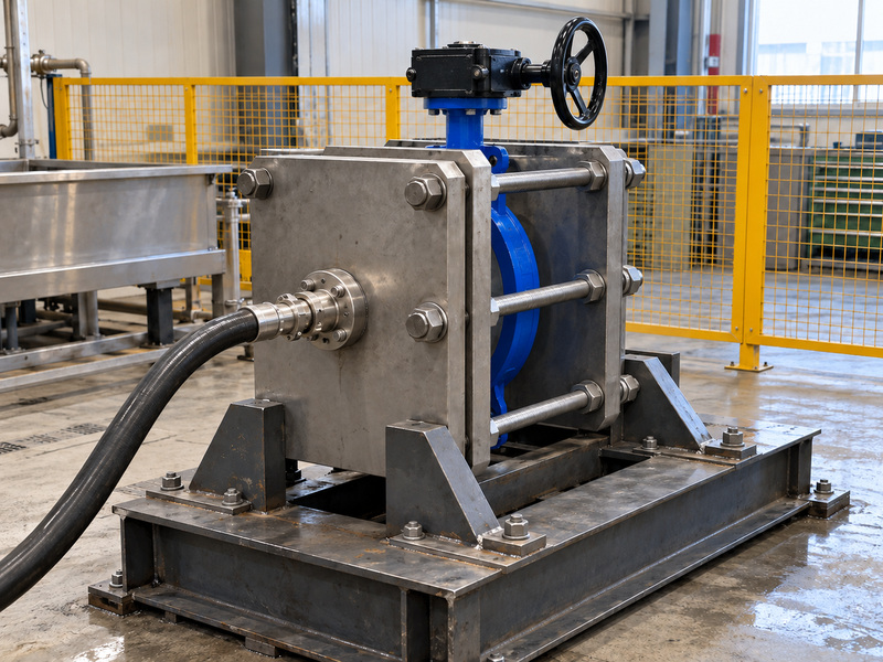 EN resilient seated butterfly valves secured at a workshop pressure-test station