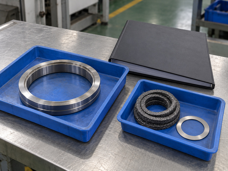 Illustrative flame safe metal seat butterfly valve change review with a protected metal ring, separate packing rings and a flat gasket, and a closed plain folder.