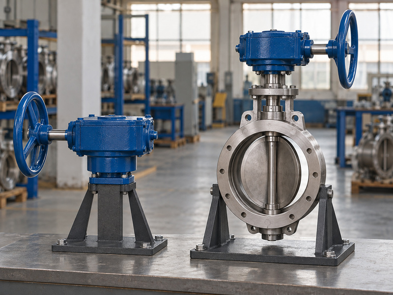 Illustrative gear operated metal to metal seated butterfly valve manufacturer supply-scope review comparing a separately supported manual gearbox with a complete supported valve-and-gear package.