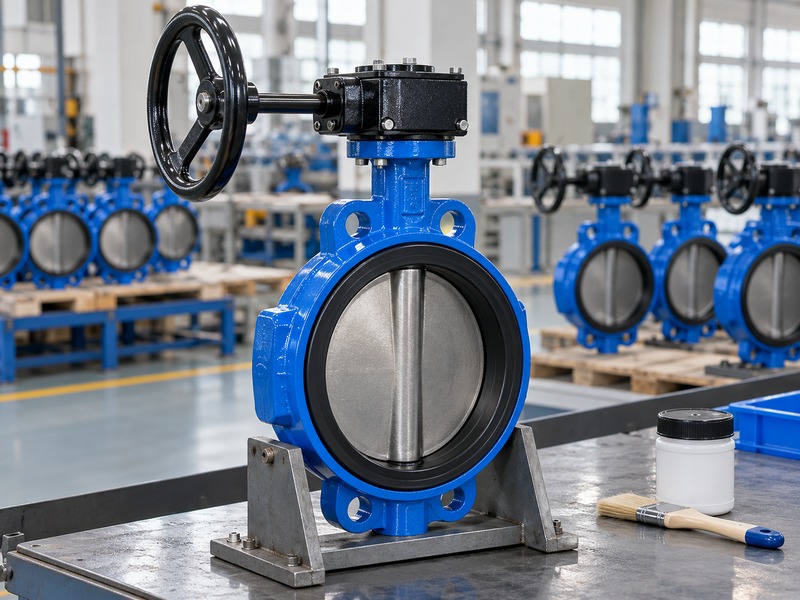 handwheel butterfly valve: closed gearbox and staged maintenance materials