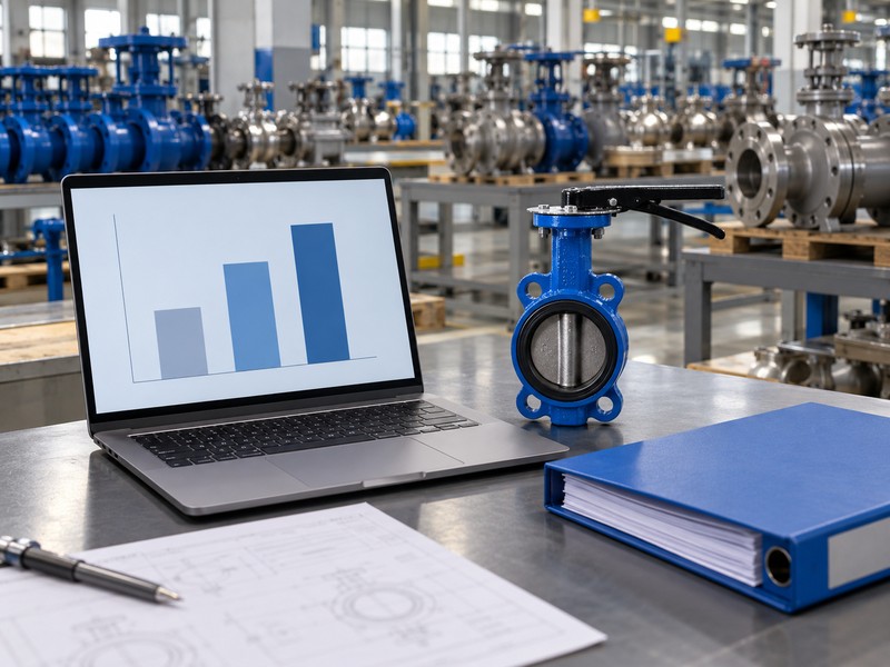 heavy duty butterfly valve manufacturers: conceptual supply-scope comparison chart on a review desk