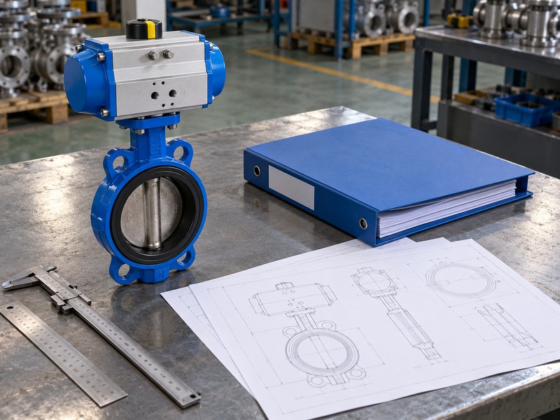 heavy duty pneumatic actuator for butterfly valves: pneumatic valve sample and assembly-review documents