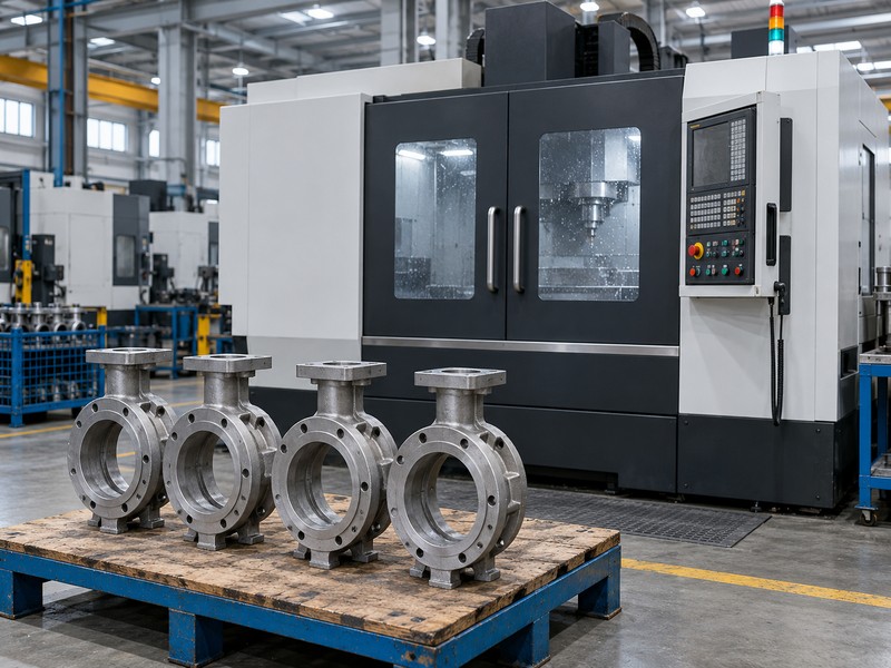 high-platform pneumatic butterfly valve china: closed machining center beside staged valve-body components