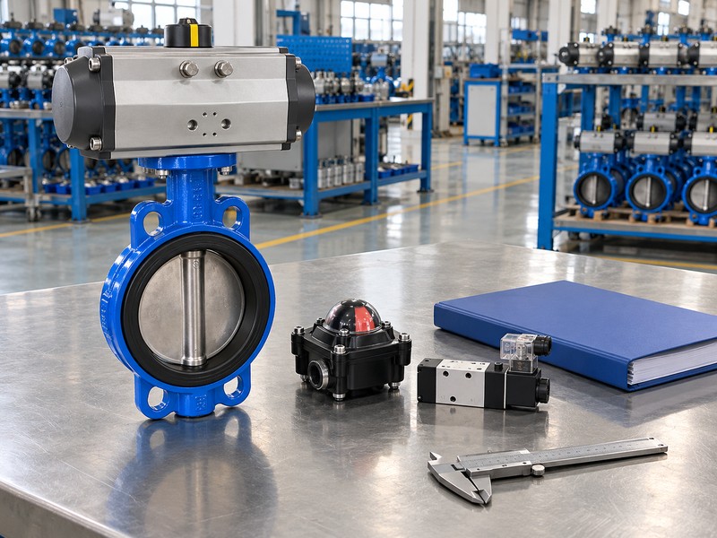 high-platform pneumatic butterfly valve china: pneumatic valve with separate controls and a technical folder