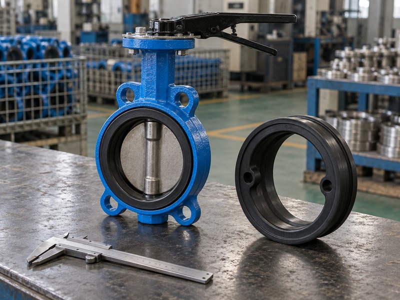 Butterfly valve and separate molded replacement seat