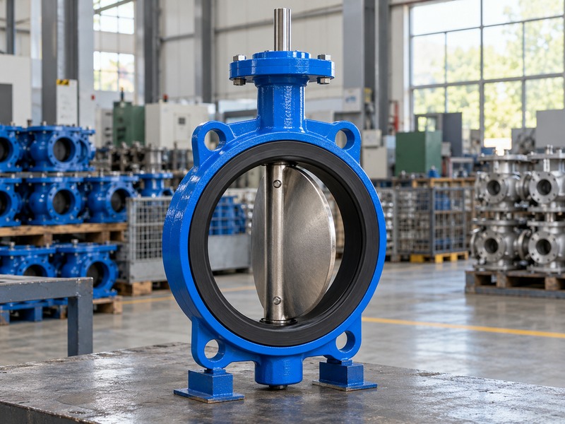 Partly open butterfly valve disc with a bare drive stem