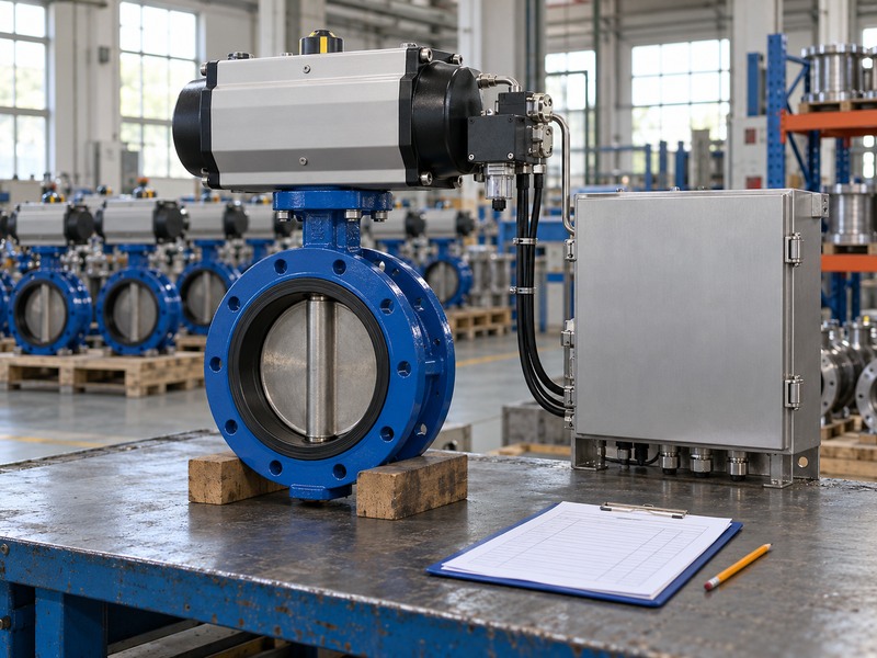 Blank control-package acceptance records beside an actuated valve