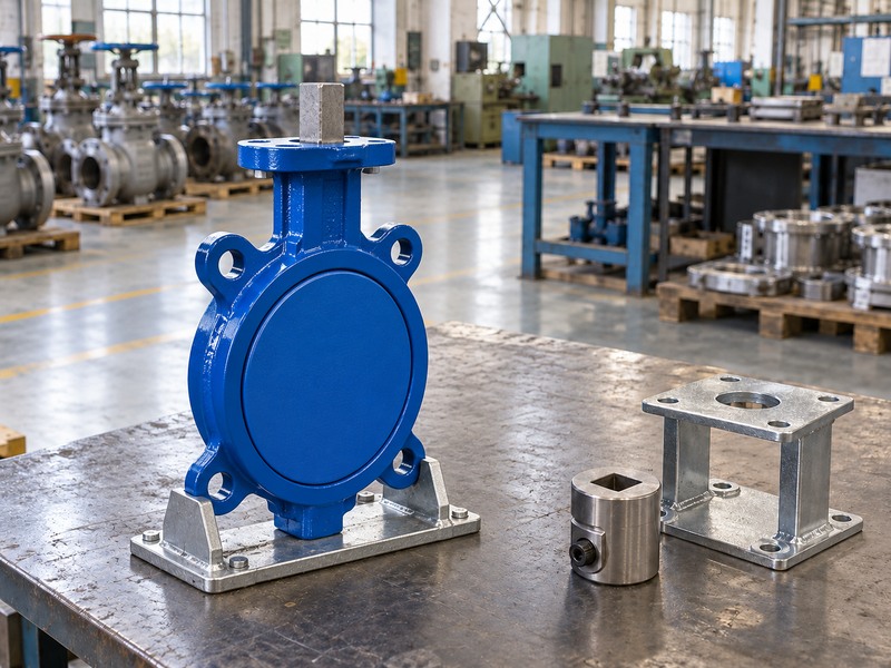 Protected wafer valve beside a separate coupling and mounting bracket