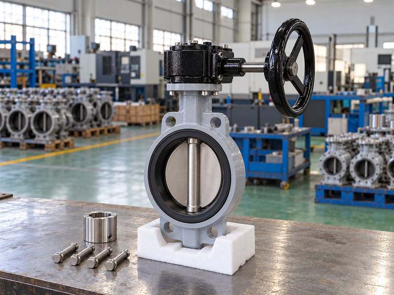 JIS 10K butterfly valve worm gearbox and separate coupling components