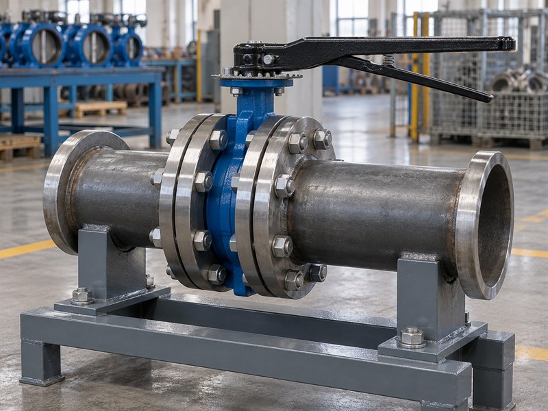 Unpressurized JIS 10K butterfly valve installation training assembly