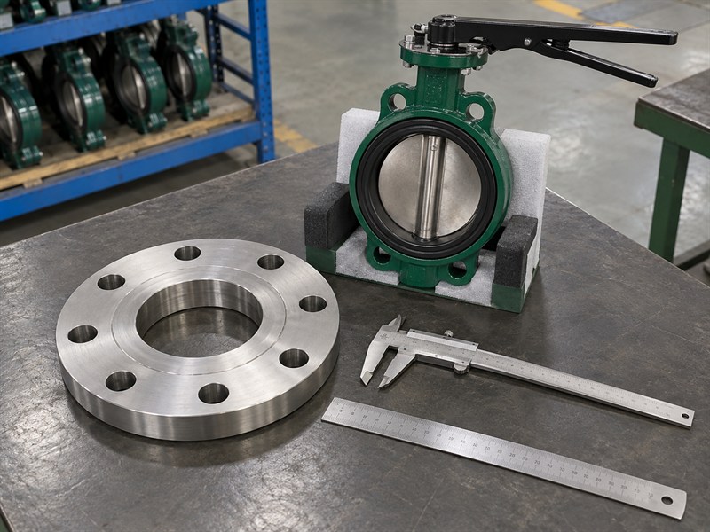 Flange pattern checks for JIS 10K butterfly valve dimensions