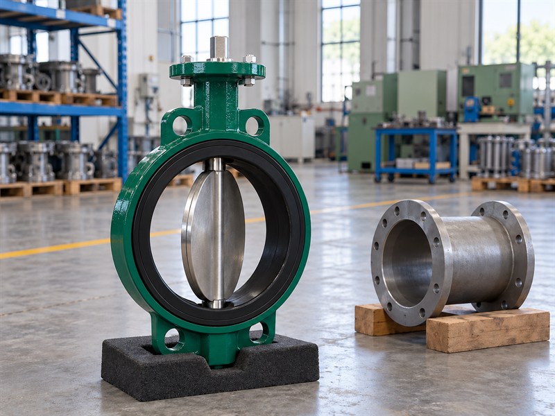 Partly open disc showing JIS 10K butterfly valve dimensions and clearance