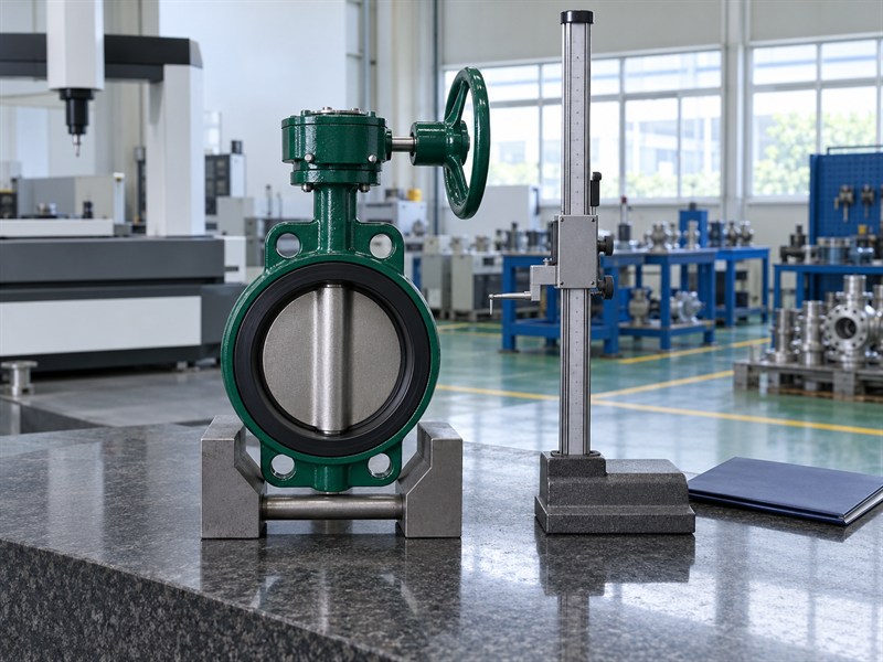 Inspection equipment prepared to verify JIS 10K butterfly valve dimensions