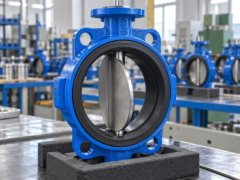 Elastomer seat and stainless disc details on a JIS butterfly valve