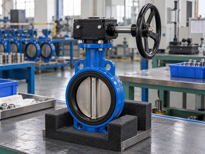 Worm gearbox and handwheel on a JIS butterfly valve