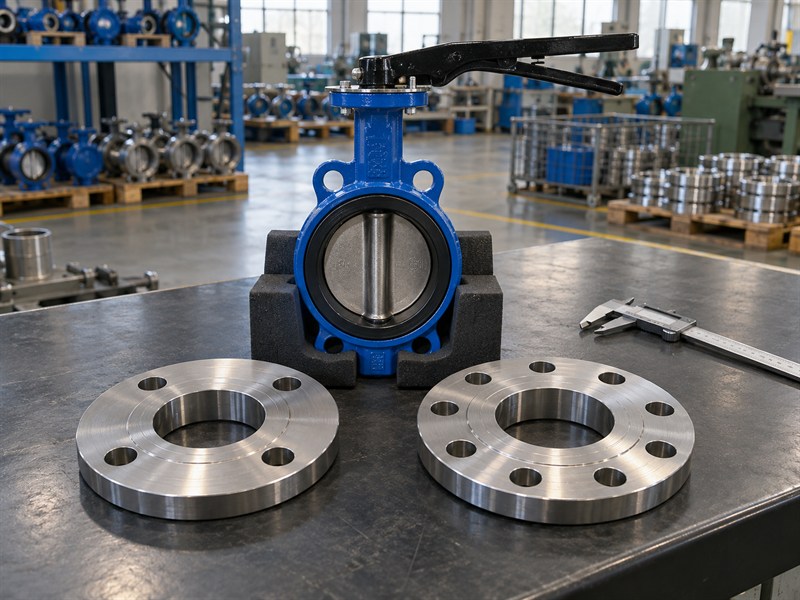 Separate flange patterns used during a JIS butterfly valve standard comparison