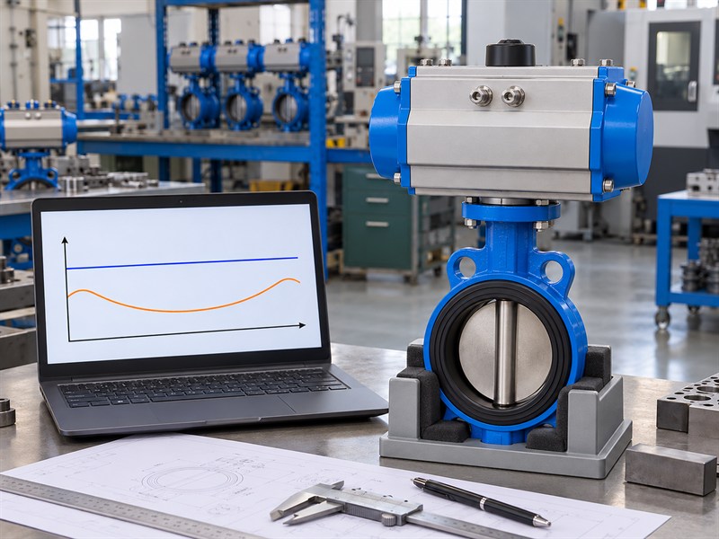 Conceptual torque comparison for a JIS pneumatic butterfly valve