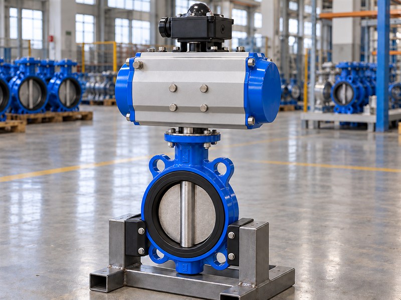 Disconnected JIS pneumatic butterfly valve with feedback housing for control-package review
