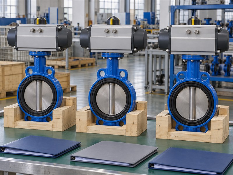 Consistent JIS pneumatic butterfly valve assemblies and order documents