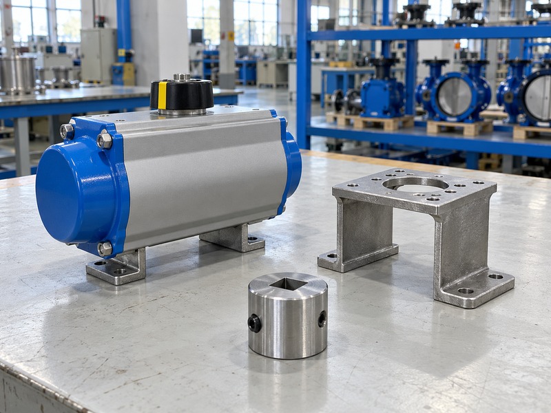 keystone dn80 butterfly valve — Separate generic pneumatic actuator, mounting bracket and square-socket coupling