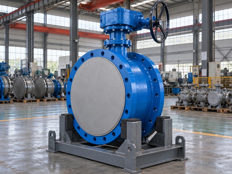 Large size butterfly valves: protected flanged body on a steel cradle
