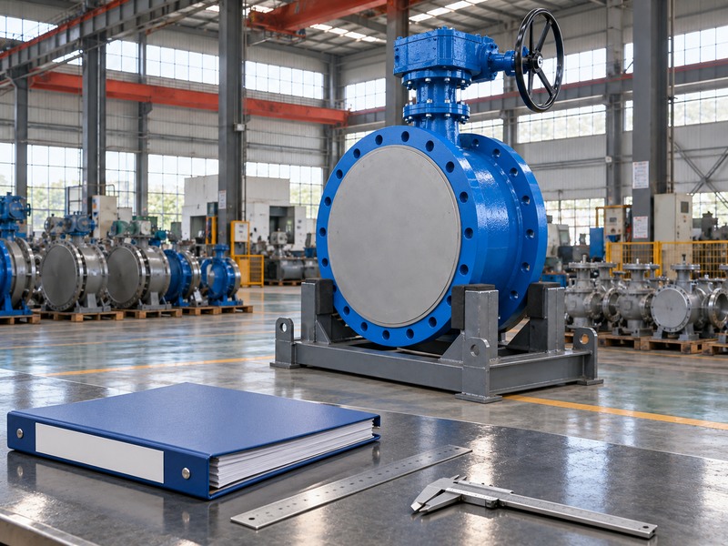 Dimensional-review folder and tools with a supported large valve behind