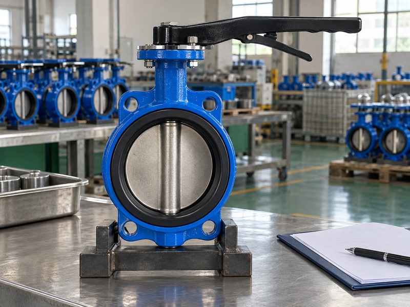 manual butterfly valve symbol: physical manual valve sample beside plain engineering documents