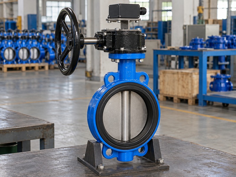 manual butterfly valve symbol: manual operator with a small closed position-monitor enclosure