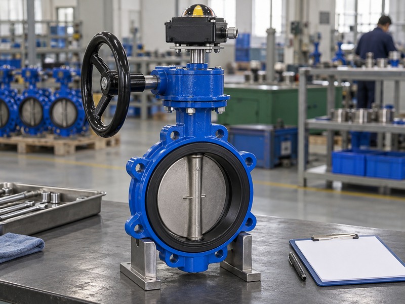 manual butterfly valve with limit switch: manual valve and monitoring accessory staged for requirements review
