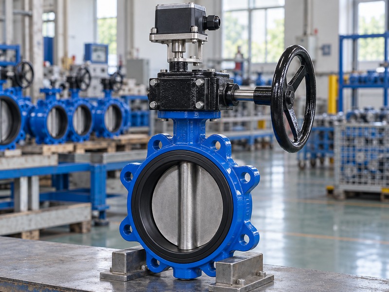 manual butterfly valve with limit switch: rigid bracket and short coupling at the operator output