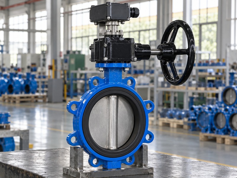manual butterfly valve with limit switch: closed position-monitor enclosure and sealed cable entry