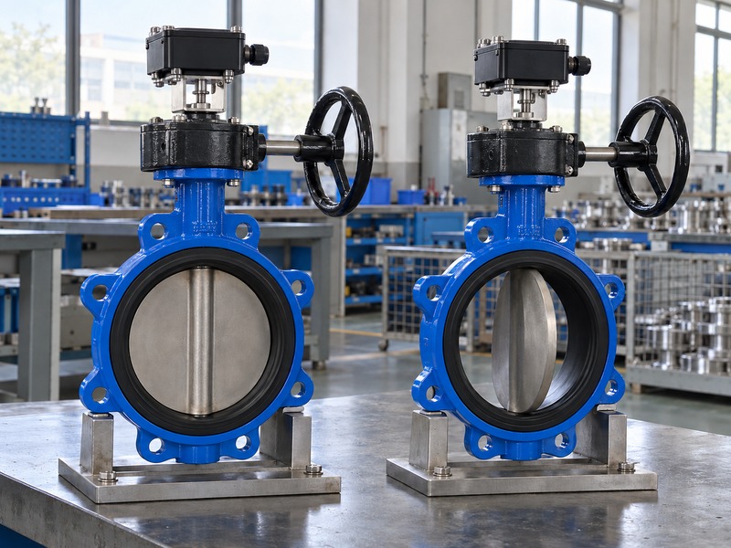 manual butterfly valve with limit switch: separate valve samples with plain closed monitor covers