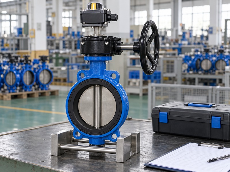manual butterfly valve with limit switch: isolated monitored manual assembly staged for fault review