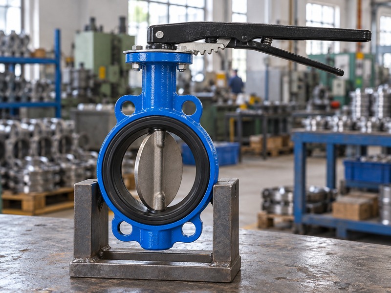 manual lever butterfly valve: manual lever assembly and an intermediate disc position