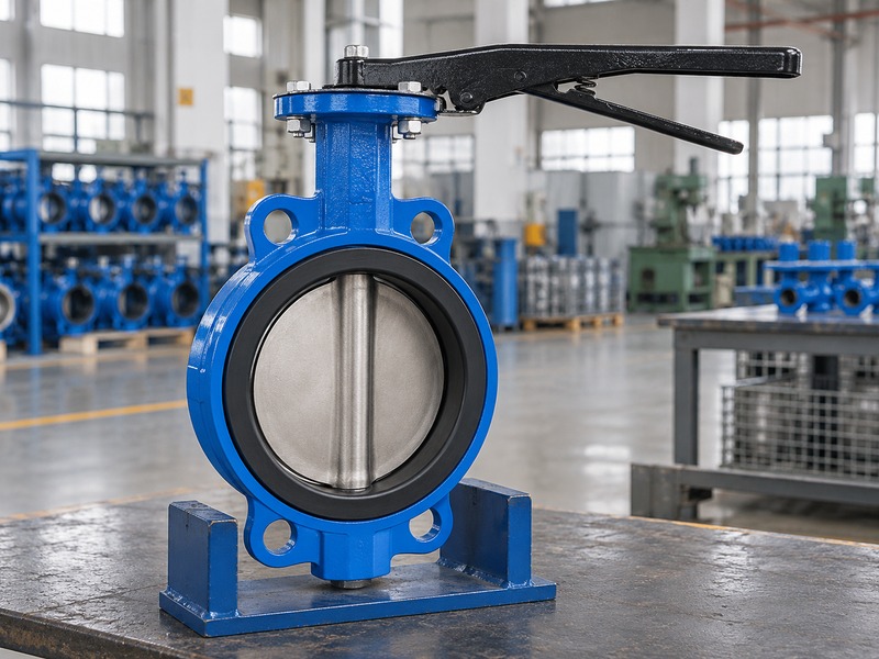 manual wafer butterfly valve: manual lever wafer valve with alignment ears and thin body