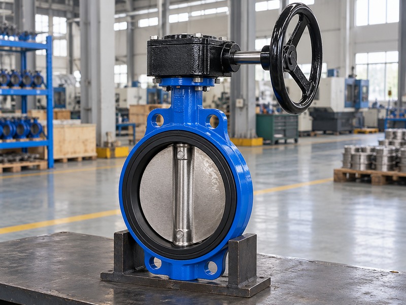 manual wafer butterfly valve: geared manual operator and free rim space