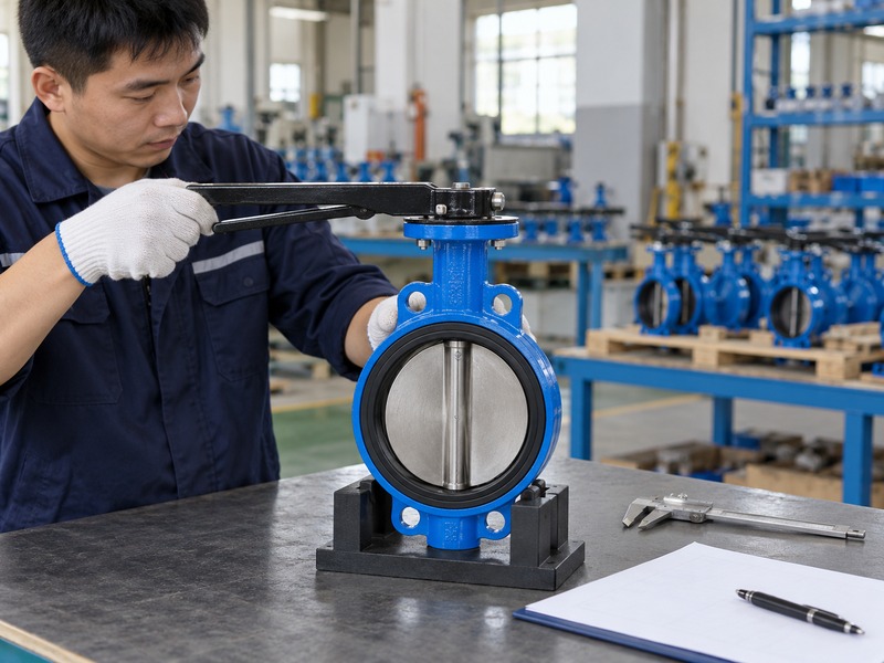 manual wafer butterfly valve: factory sample inspection of complete manual assembly