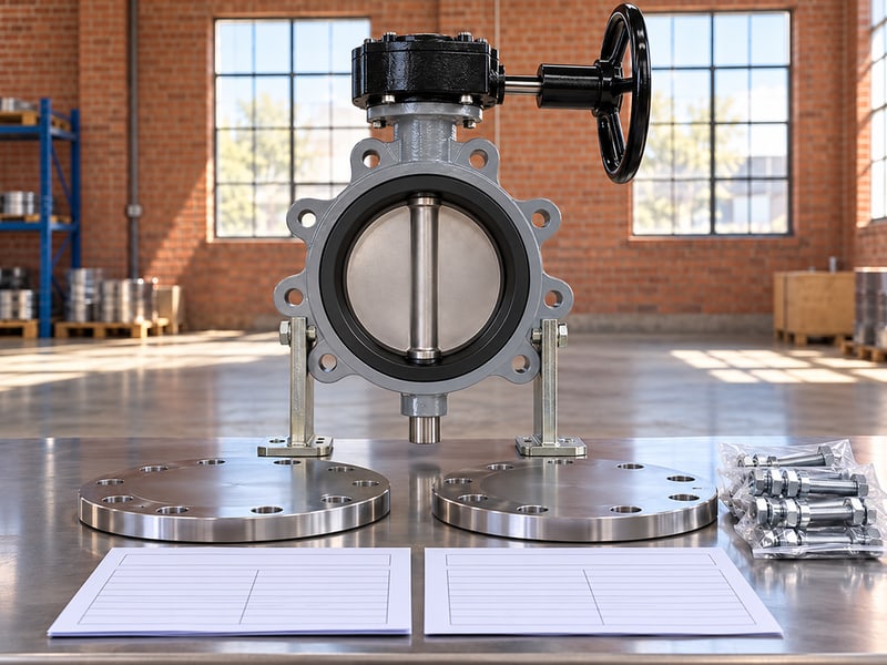 medium pressure turbine butterfly valve: illustrative standalone valve beside separate blank forward and reverse review records