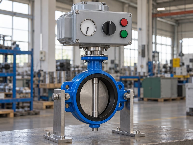 motor operated butterfly valve: illustrative unlabelled local selector and unlit buttons on supported electric valve