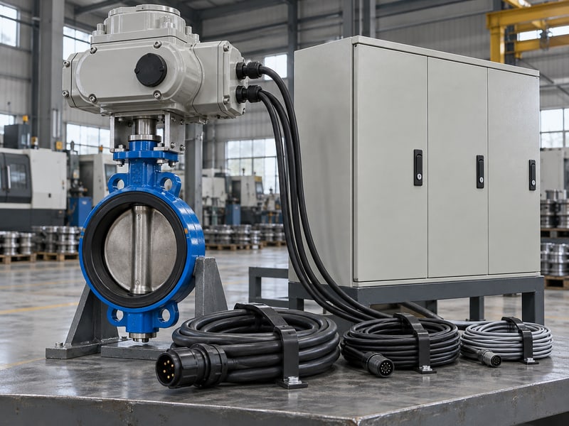 motorized butterfly valve wiring diagram: illustrative closed control cabinet with separate coiled supply and accessory cables