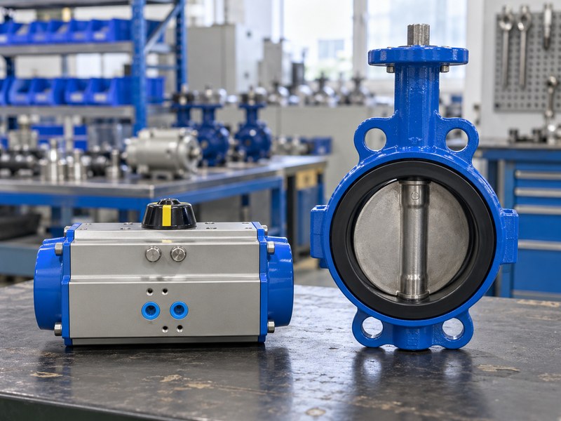 pneumatic butterfly valve manufacturers: separate process valve and pneumatic actuator.