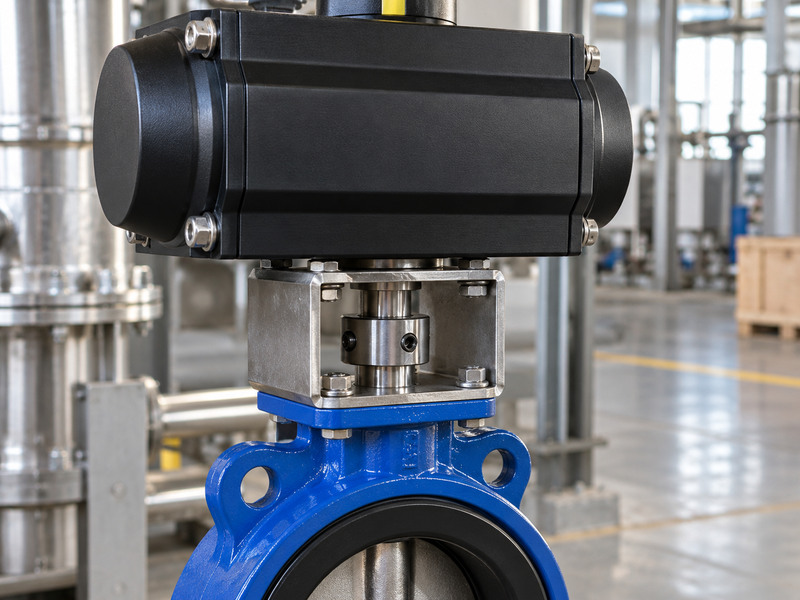 pneumatic high performance butterfly valve - actuator mounting bracket and coupling