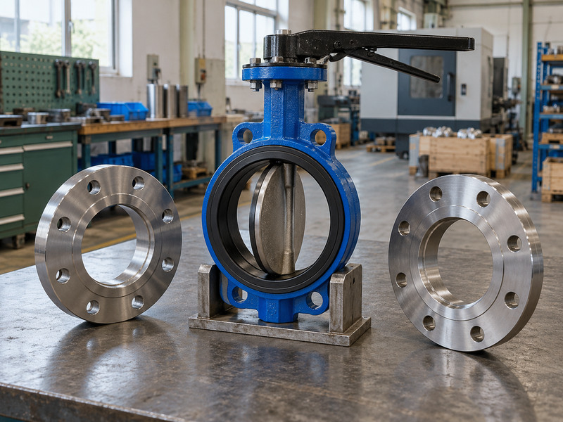 pneumatic high performance butterfly valve - pipe flange and disc clearance check