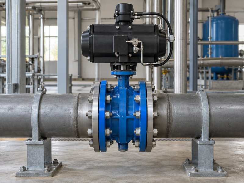pneumatic high performance butterfly valve - pneumatic valve in a clean water skid