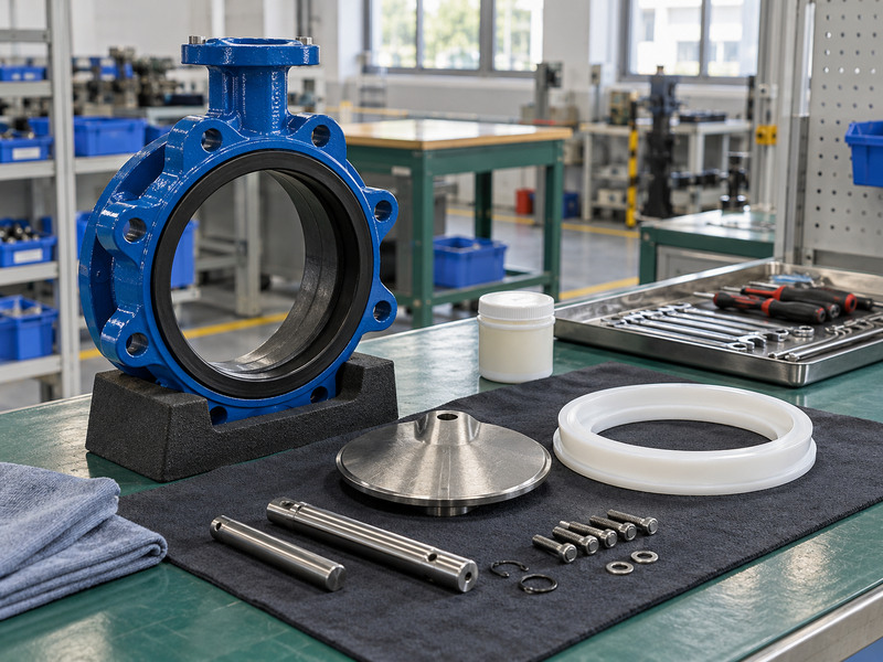 pneumatic high performance butterfly valve factory - seat and disc assembly work station