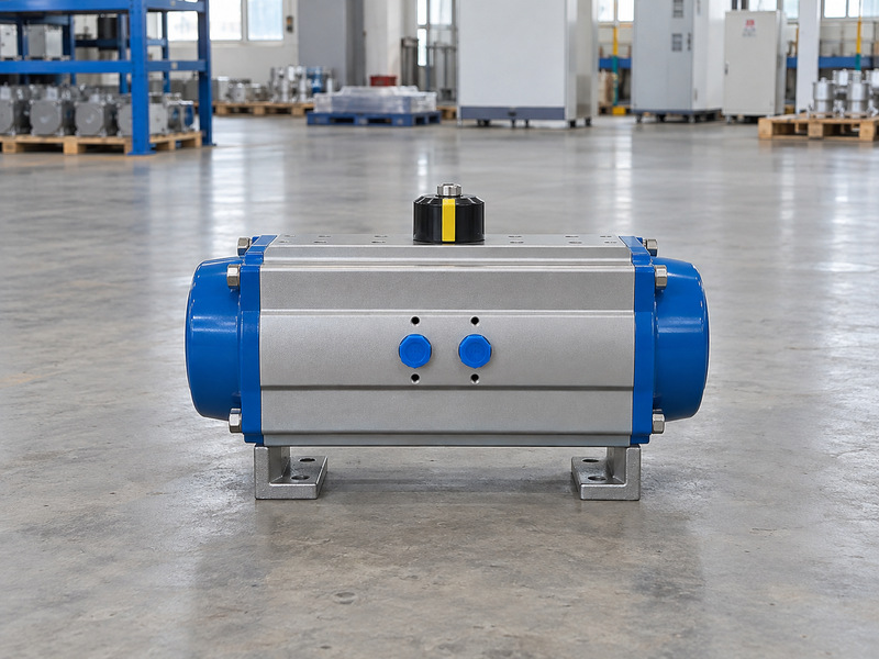 Closed pneumatic actuator with intact end caps and plugged air ports