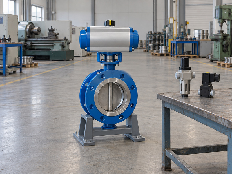 Complete pneumatic assembly on a workshop stand prepared for acceptance inspection